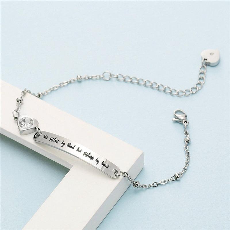 Élégant Bracelet en Acier Inoxydable pour Femmes, Meilleures Amies, Bijoux d'Amitié, Cadeau d'Amitié, Message Mignon, Bracelet Jonc en Acier Inoxydable pour Sœurs, Cadeaux pour Adolescentes, Filles, Sœurs, Meilleures Amies