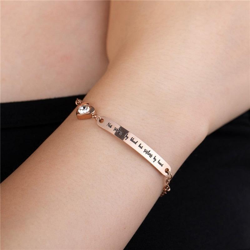 Élégant Bracelet en Acier Inoxydable pour Femmes, Meilleures Amies, Bijoux d'Amitié, Cadeau d'Amitié, Message Mignon, Bracelet Jonc en Acier Inoxydable pour Sœurs, Cadeaux pour Adolescentes, Filles, Sœurs, Meilleures Amies