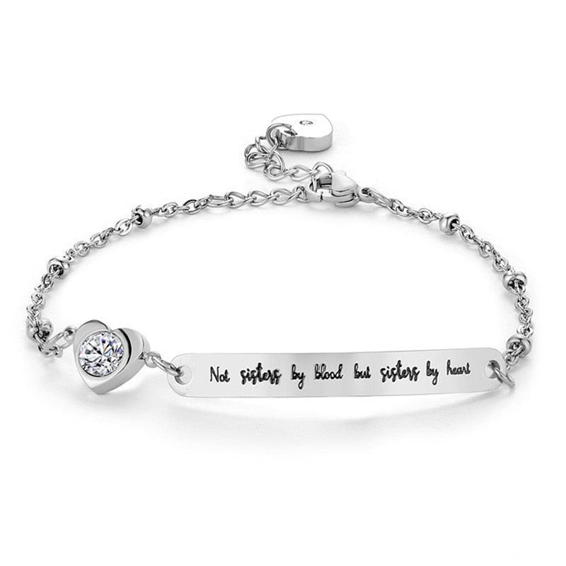 Élégant Bracelet en Acier Inoxydable pour Femmes, Meilleures Amies, Bijoux d'Amitié, Cadeau d'Amitié, Message Mignon, Bracelet Jonc en Acier Inoxydable pour Sœurs, Cadeaux pour Adolescentes, Filles, Sœurs, Meilleures Amies