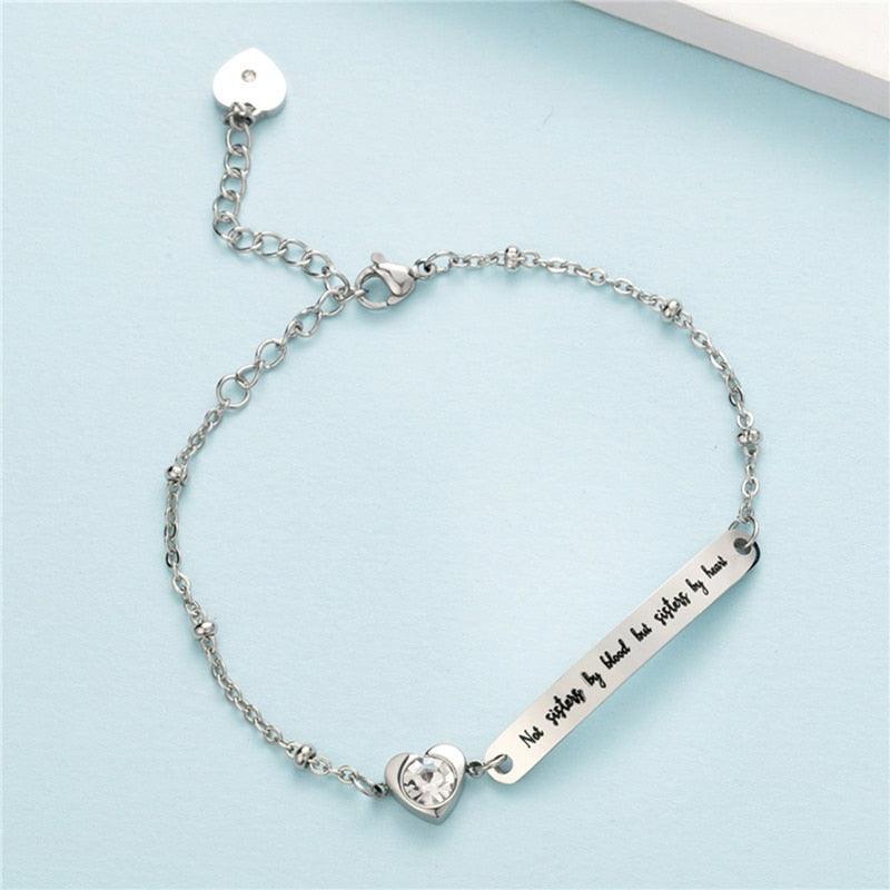 Élégant Bracelet en Acier Inoxydable pour Femmes, Meilleures Amies, Bijoux d'Amitié, Cadeau d'Amitié, Message Mignon, Bracelet Jonc en Acier Inoxydable pour Sœurs, Cadeaux pour Adolescentes, Filles, Sœurs, Meilleures Amies