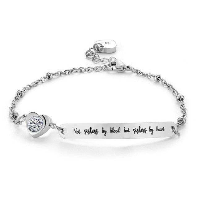 Élégant Bracelet en Acier Inoxydable pour Femmes, Meilleures Amies, Bijoux d'Amitié, Cadeau d'Amitié, Message Mignon, Bracelet Jonc en Acier Inoxydable pour Sœurs, Cadeaux pour Adolescentes, Filles, Sœurs, Meilleures Amies