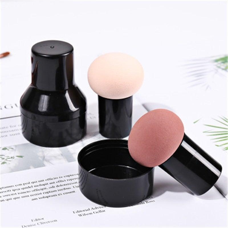 Élégante éponge de maquillage sans latex pour femme, tête de champignon, poudre liquide, sèche et humide, multifonction, pinceau de maquillage, boîte de rangement d'outils cosmétiques
