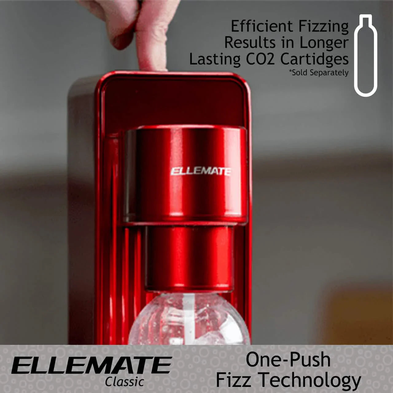Machine à soda classique Ellemate, eau gazeuse avec technologie de gazéification à une touche, carbonatation sans fil pour une eau pétillante