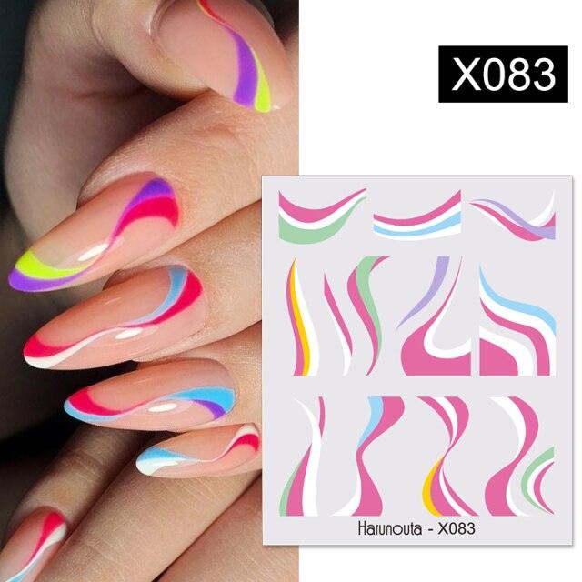 Autocollant pour ongles en relief, décalcomanies 3D fleurs feuilles curseur à eau pour nail art, autocollant de transfert, décoration 3D motif vague pour femmes filles, décalcomanies autocollantes, décoration pour ongles en bande de courbe métallique.