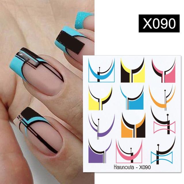 Autocollant pour ongles en relief, décalcomanies 3D fleurs feuilles curseur à eau pour nail art, autocollant de transfert, décoration 3D motif vague pour femmes filles, décalcomanies autocollantes, décoration pour ongles en bande de courbe métallique.