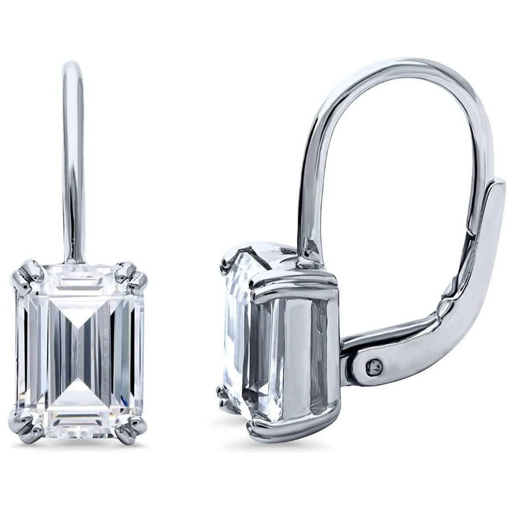 Boucles d'oreilles dormeuses en cristal taille émeraude