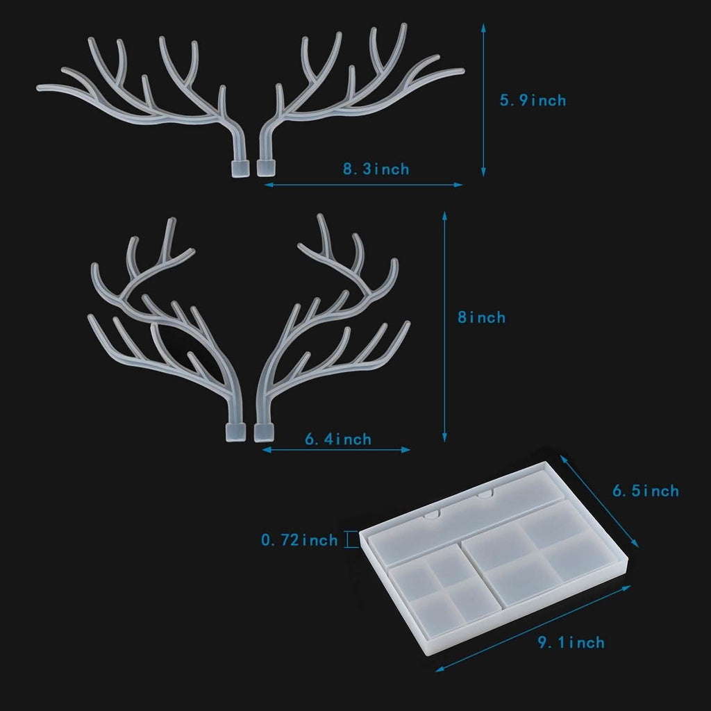 Moule en silicone en résine époxy, plateau en forme de branche de cerf, présentoir à bijoux
