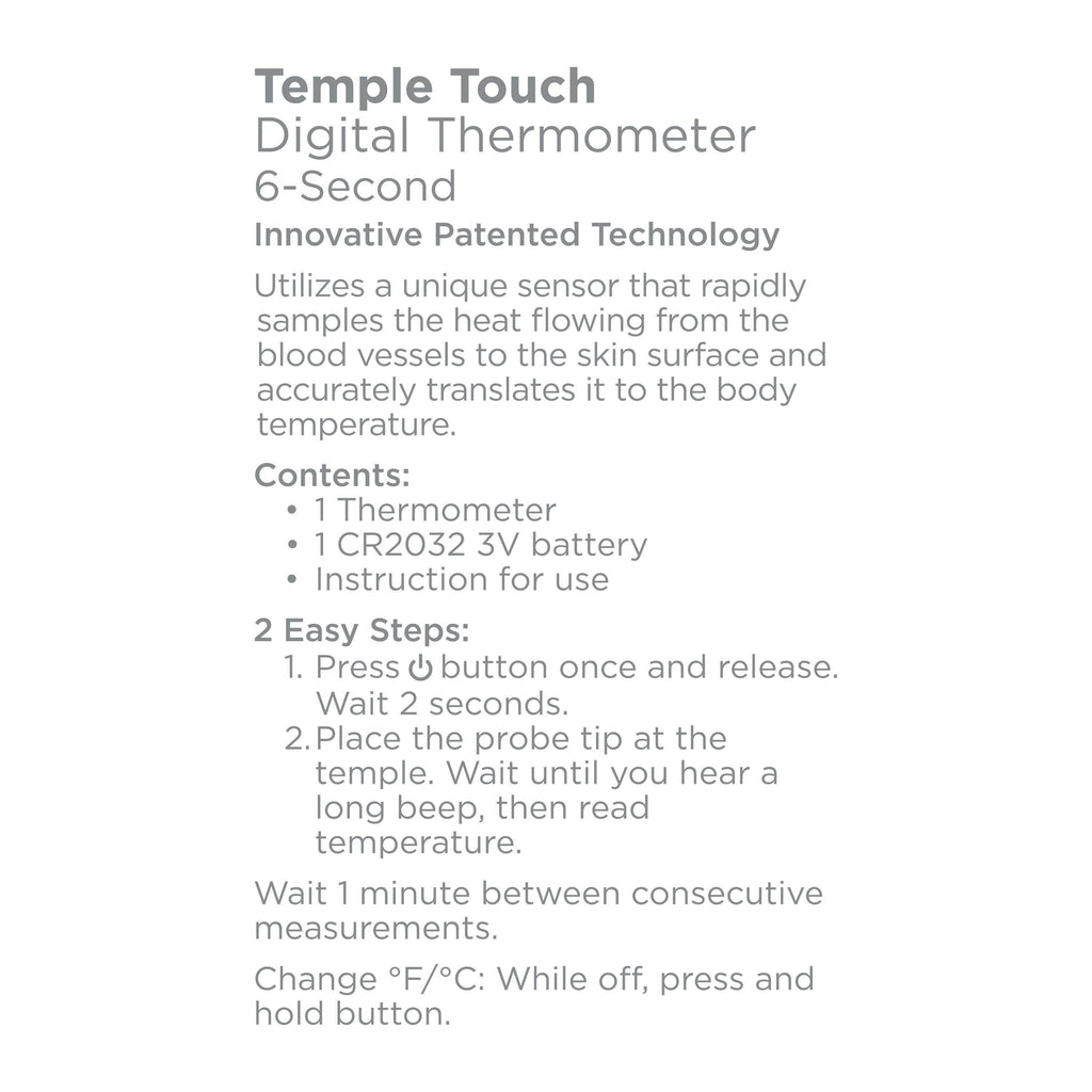 Thermomètre numérique Equate Temple Touch 6 secondes