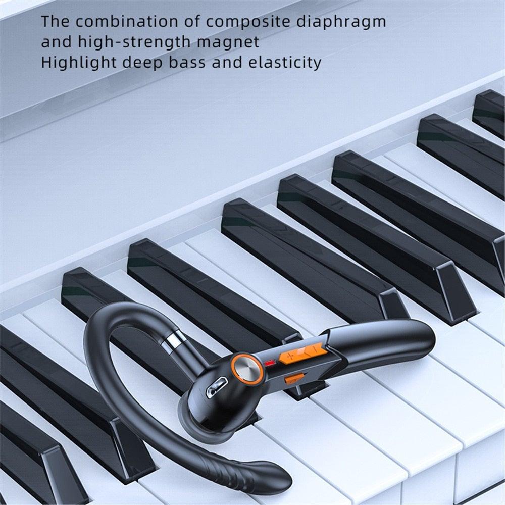 Écouteurs Bluetooth légers ergonomiques, casque sans fil mains libres pour les affaires, casque de conduite, casque de sport de plein air, contrôle du volume, écouteurs à conception d'empreinte digitale, écouteurs supra-auriculaires