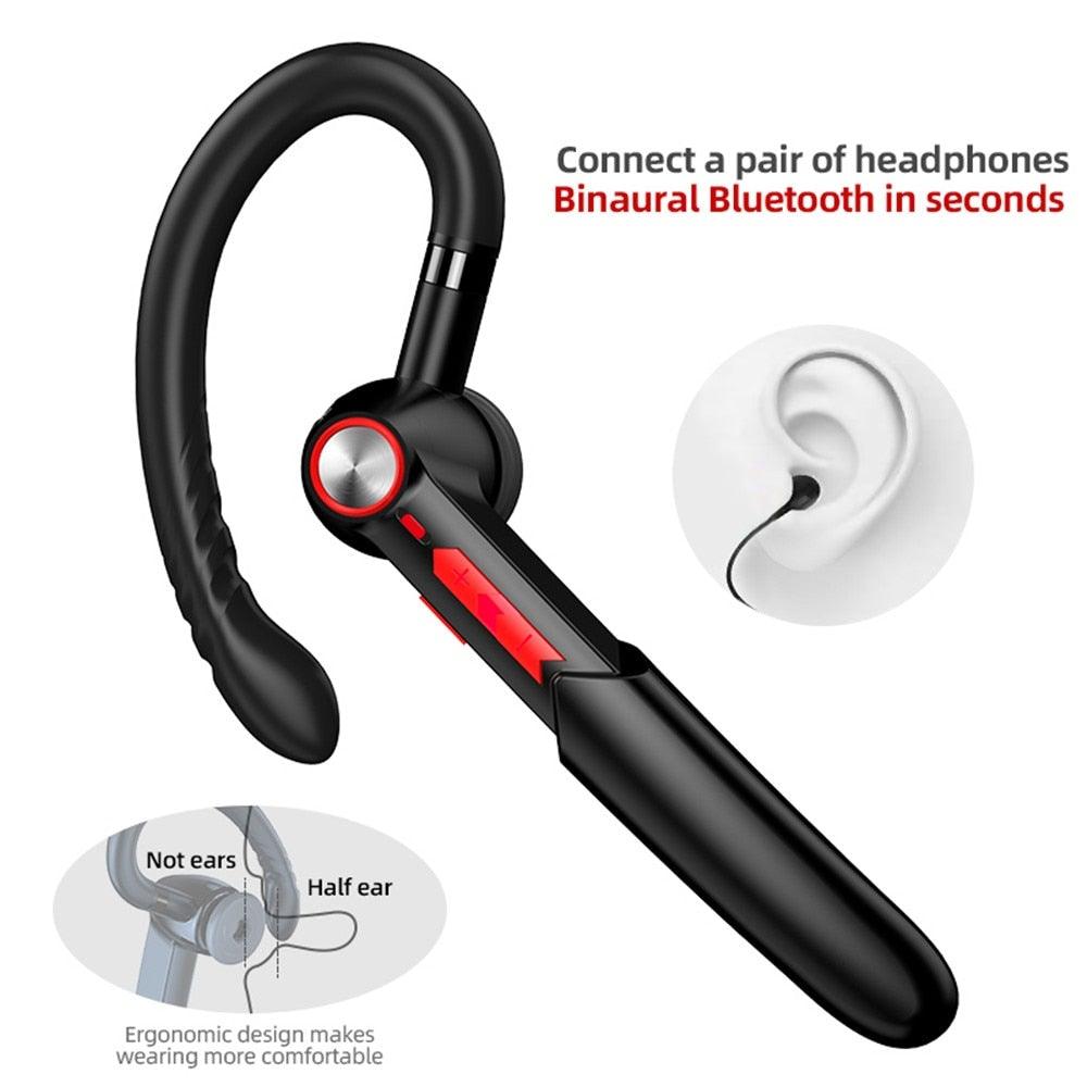 Écouteurs Bluetooth légers ergonomiques, casque sans fil mains libres pour les affaires, casque de conduite, casque de sport de plein air, contrôle du volume, écouteurs à conception d'empreinte digitale, écouteurs supra-auriculaires
