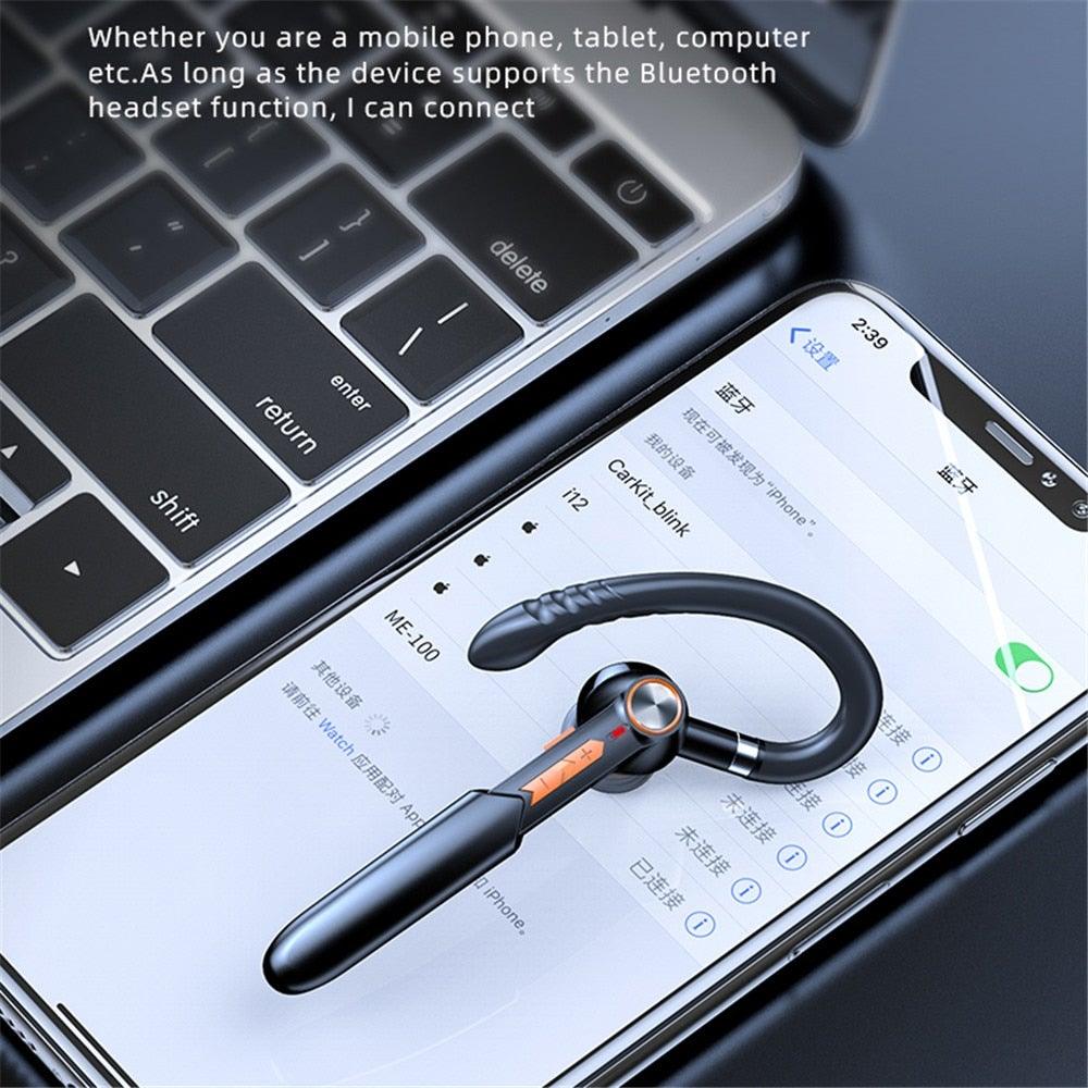 Écouteurs Bluetooth légers ergonomiques, casque sans fil mains libres pour les affaires, casque de conduite, casque de sport de plein air, contrôle du volume, écouteurs à conception d'empreinte digitale, écouteurs supra-auriculaires