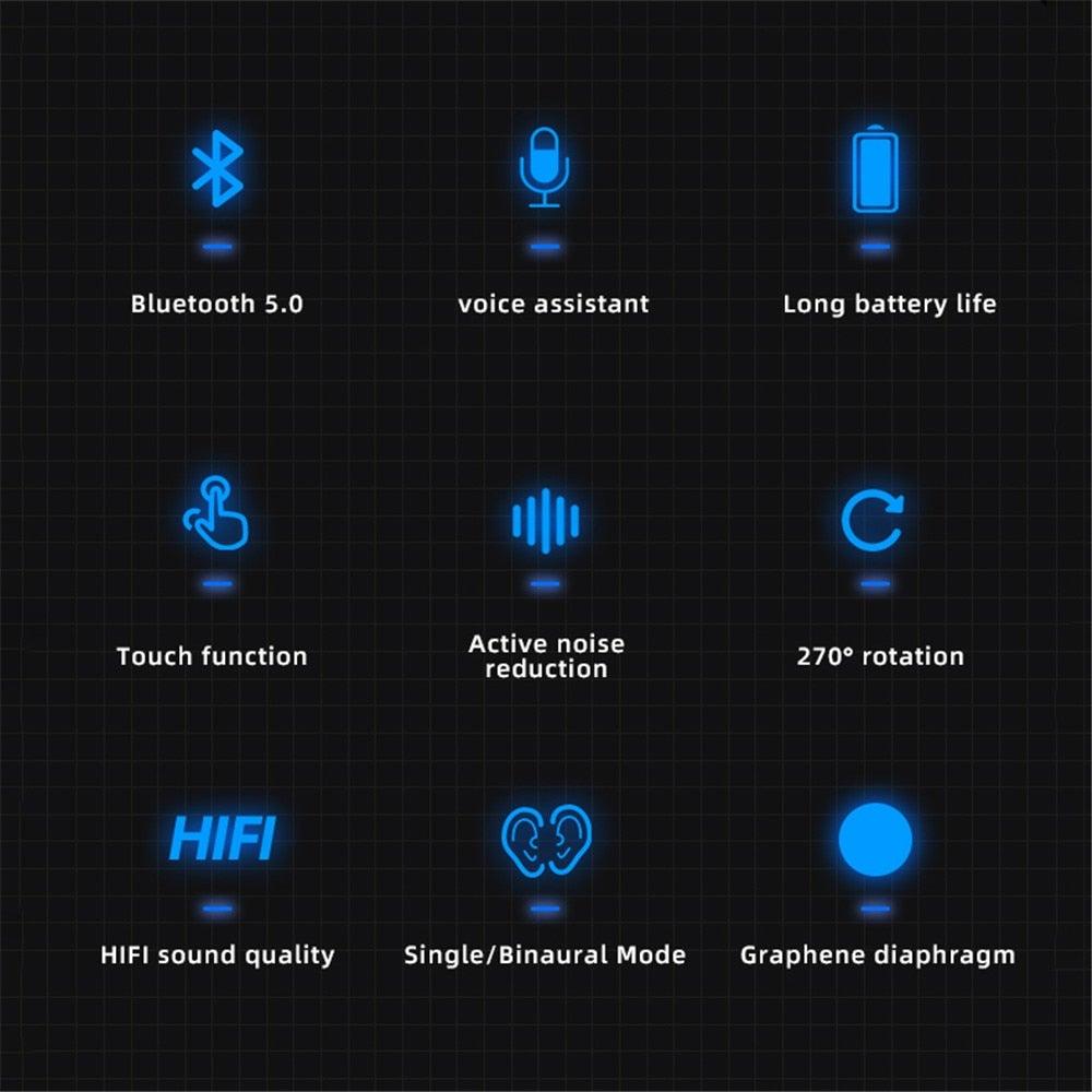 Écouteurs Bluetooth légers ergonomiques, casque sans fil mains libres pour les affaires, casque de conduite, casque de sport de plein air, contrôle du volume, écouteurs à conception d'empreinte digitale, écouteurs supra-auriculaires