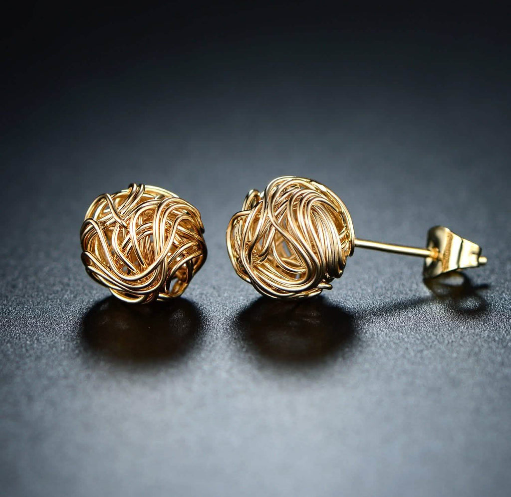 Boucles d'oreilles clous Euphir Love Knot plaquées or 18 carats