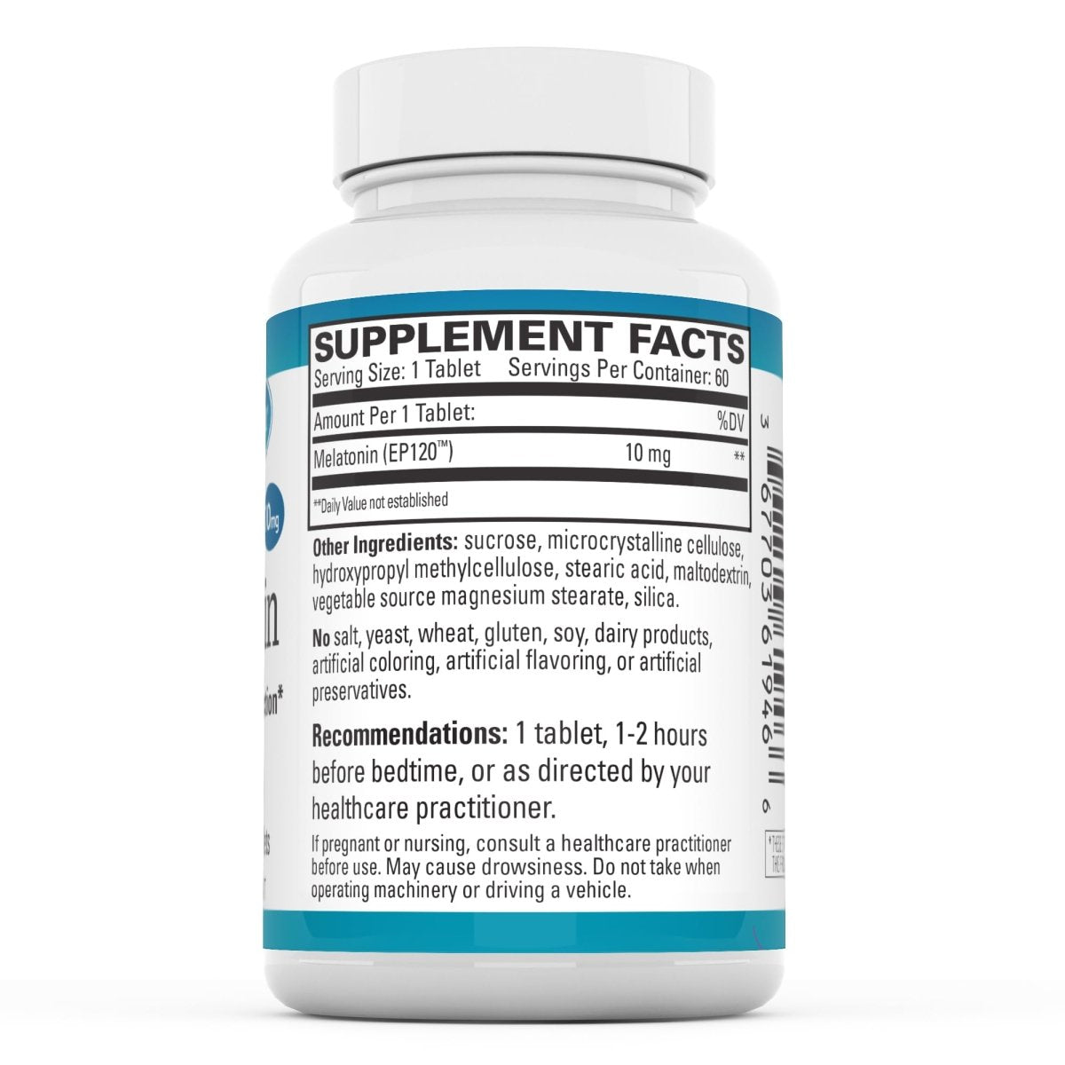 Euromedica Melatonin 10mg - 60 Sustained Release Tablets - Non-GMO, Vegan, Gluten Free - 60 Servings