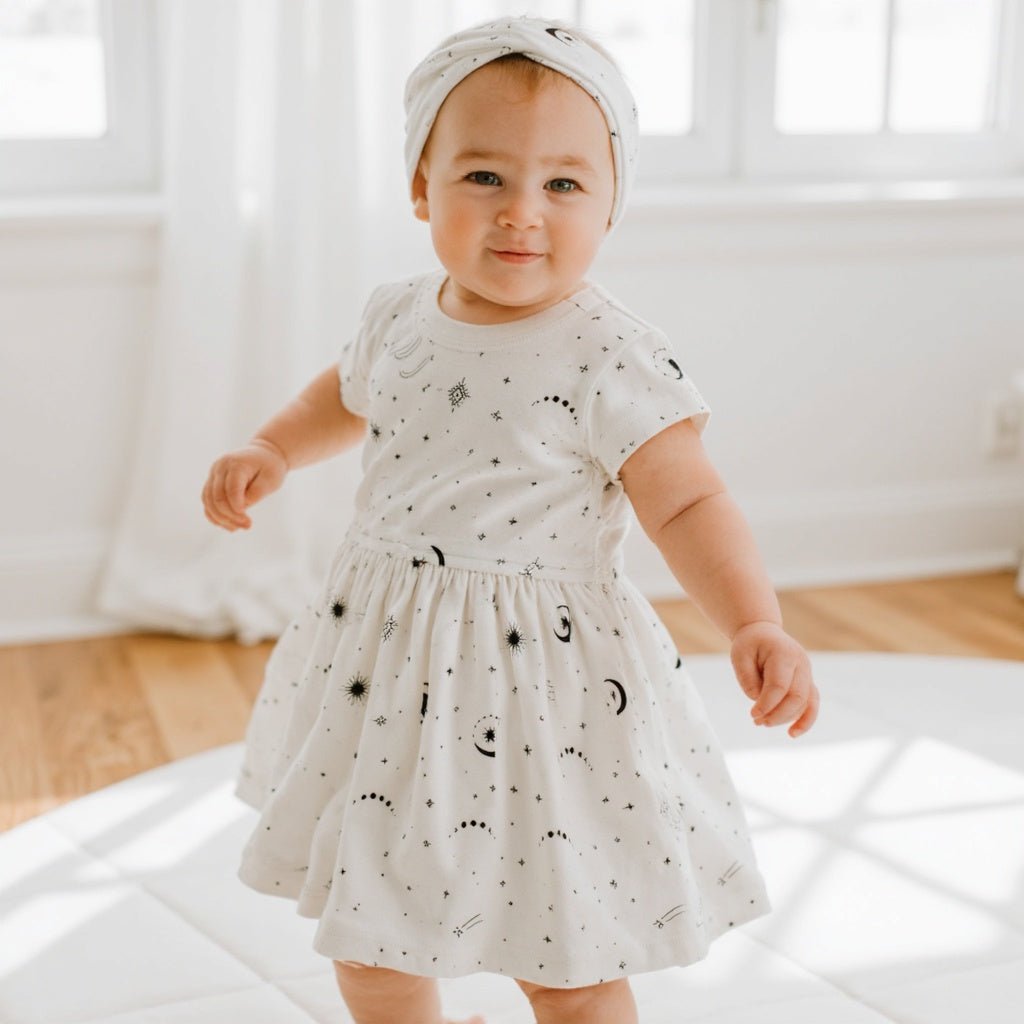 robe tournante à manches courtes | céleste