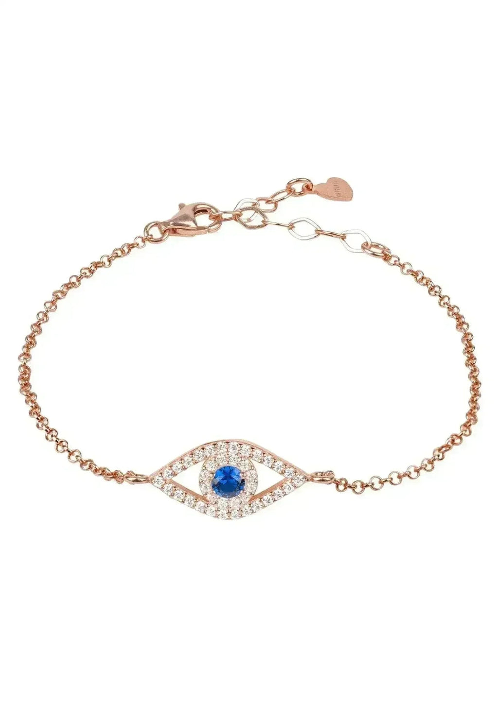 Bracelet elliptique Rosegold à œil maléfique bleu