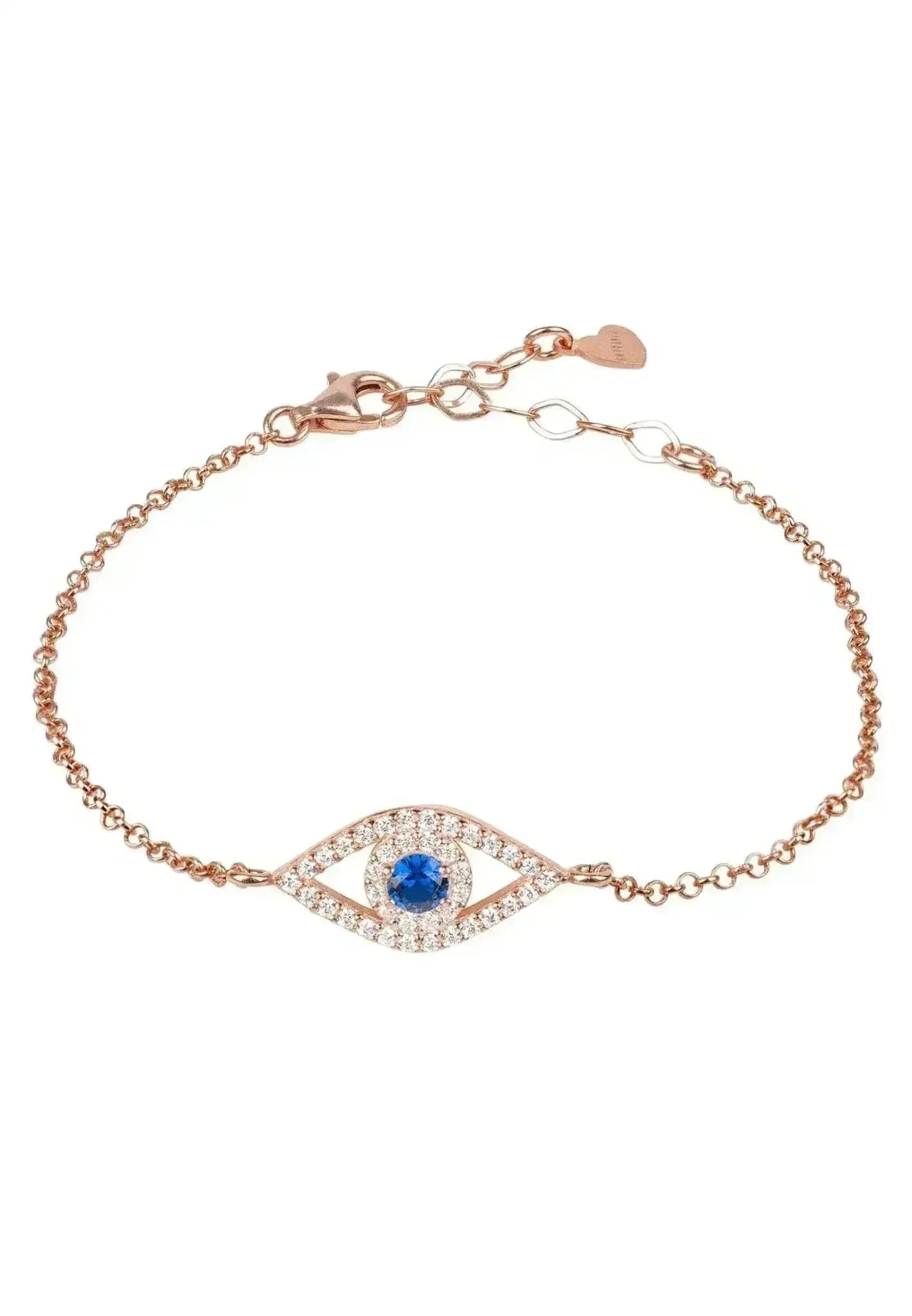 Bracelet elliptique Rosegold à œil maléfique bleu