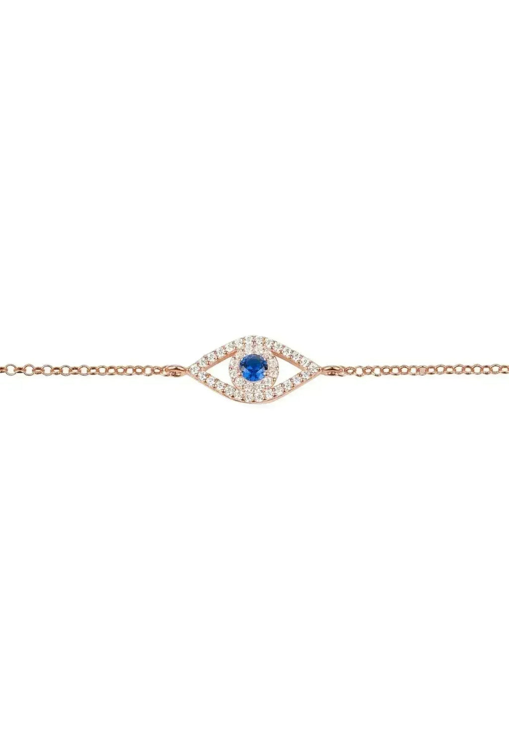 Bracelet elliptique Rosegold à œil maléfique bleu