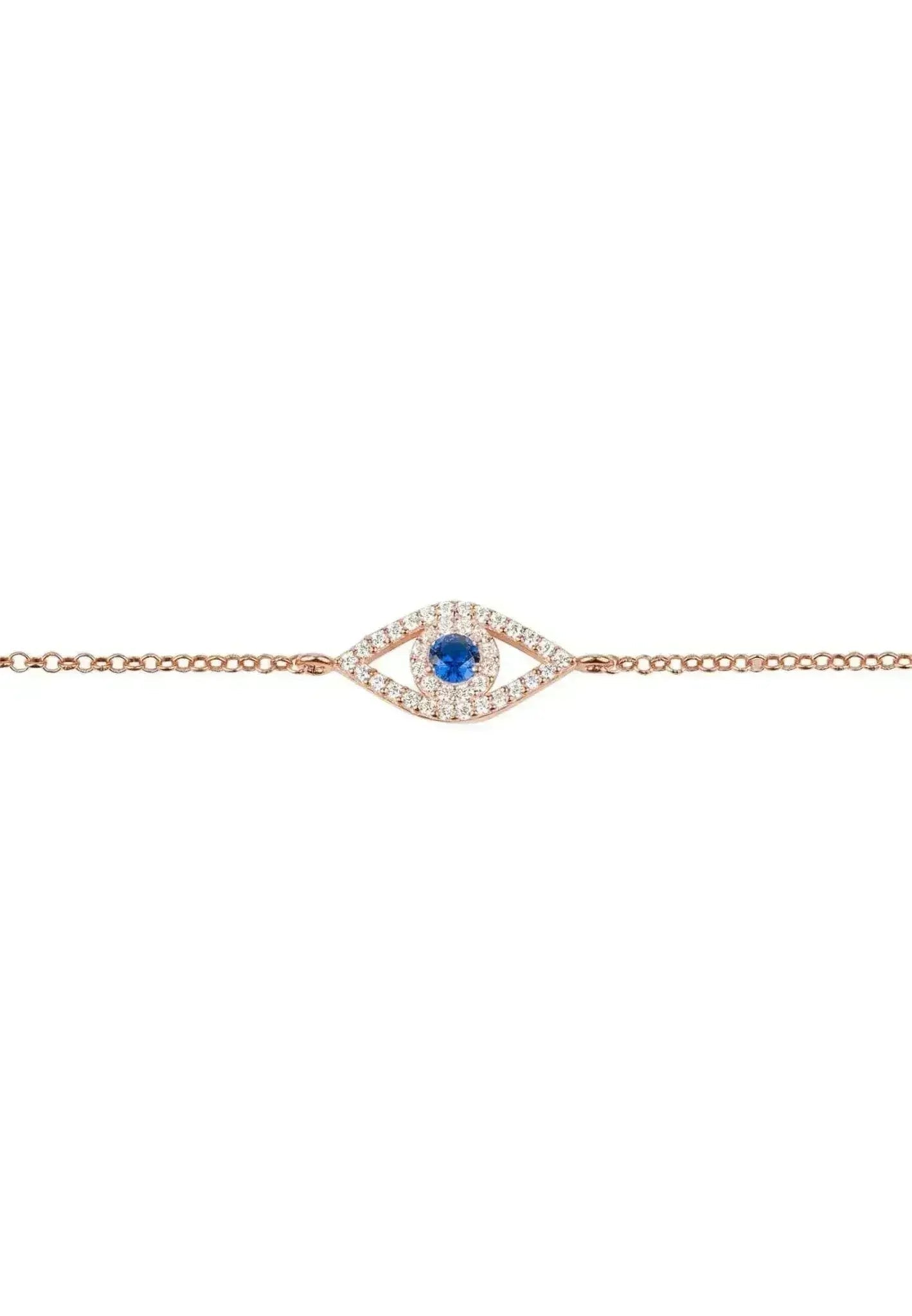 Bracelet elliptique Rosegold à œil maléfique bleu