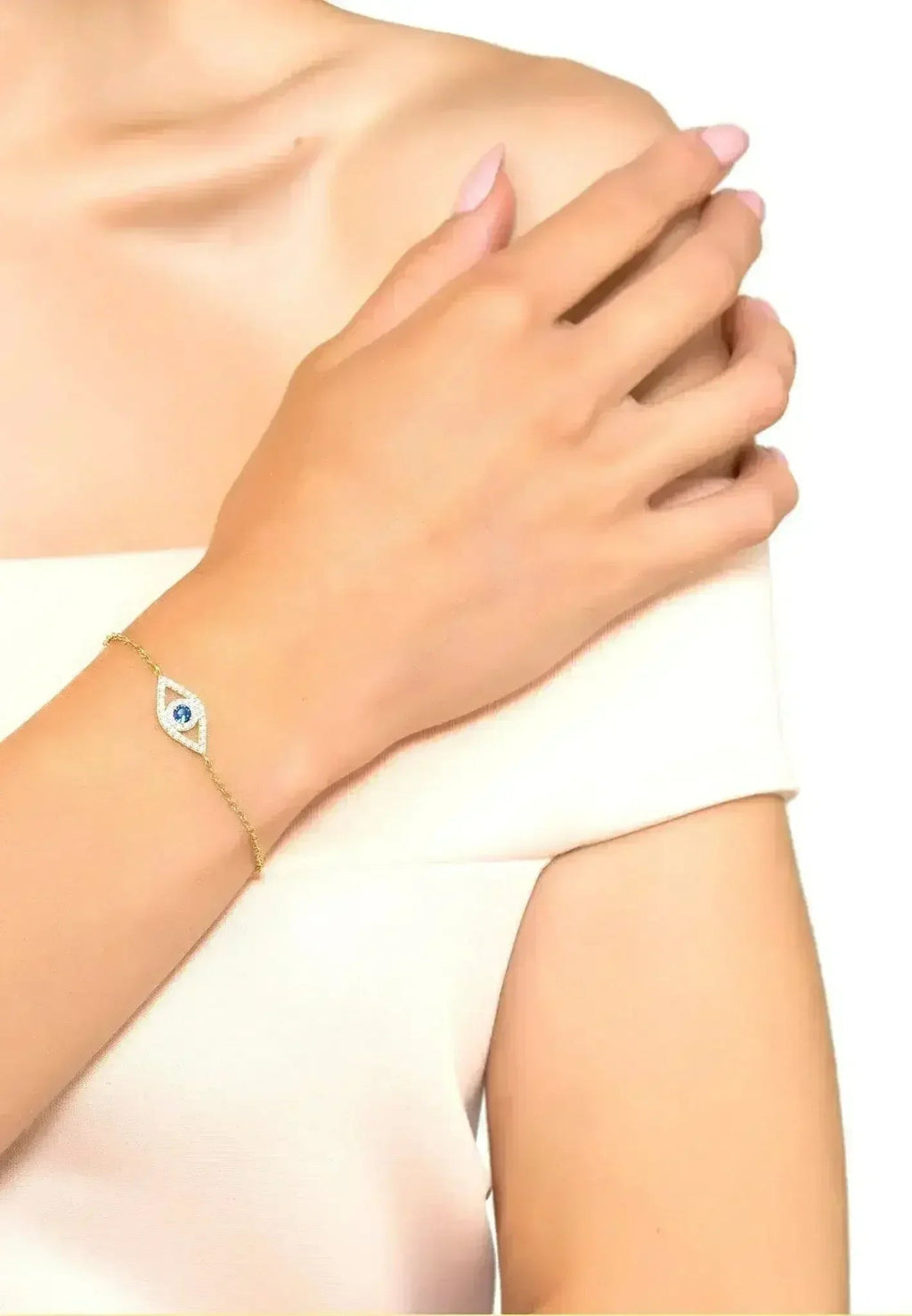 Bracelet elliptique Rosegold à œil maléfique bleu