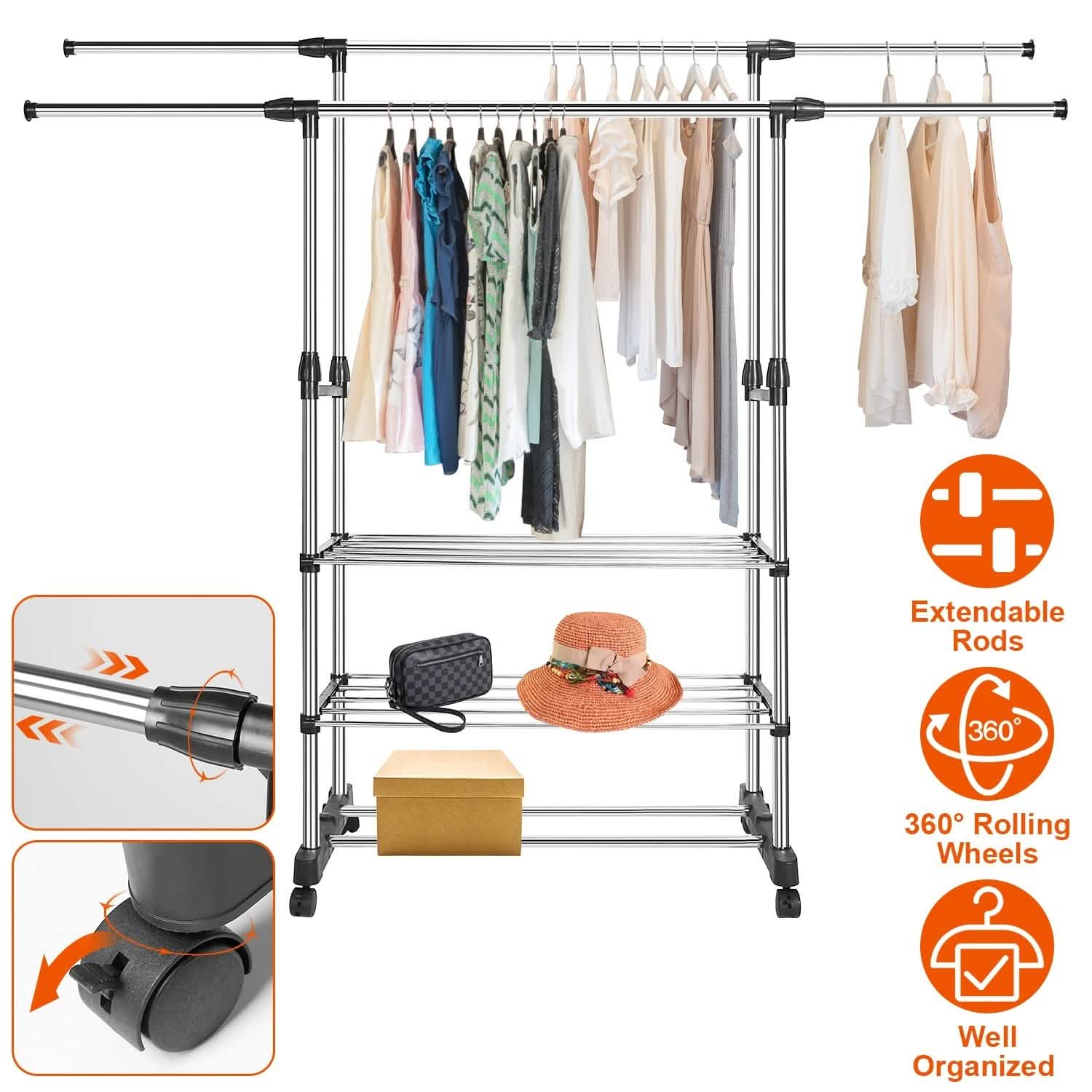 Portant à vêtements extensible