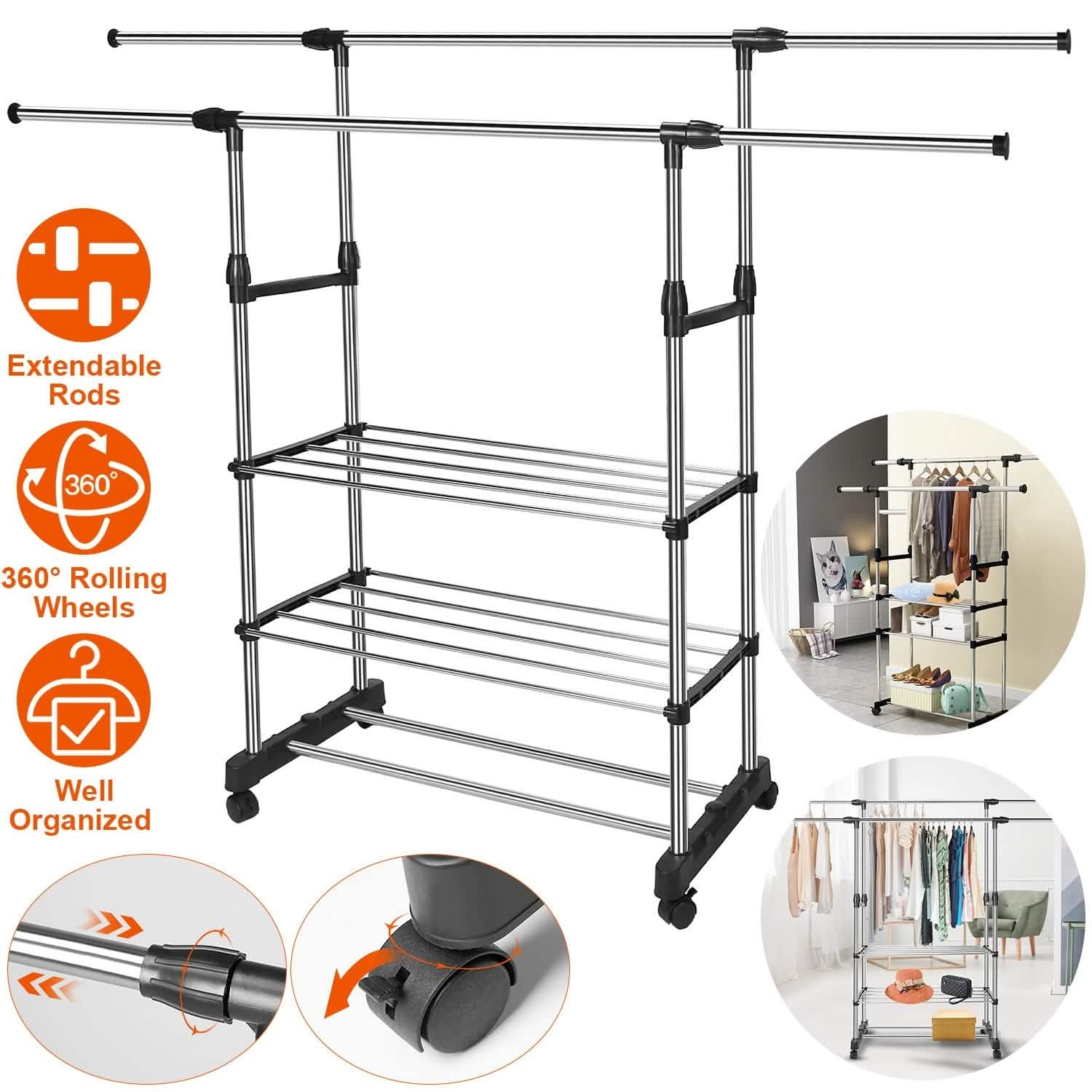 Portant à vêtements extensible