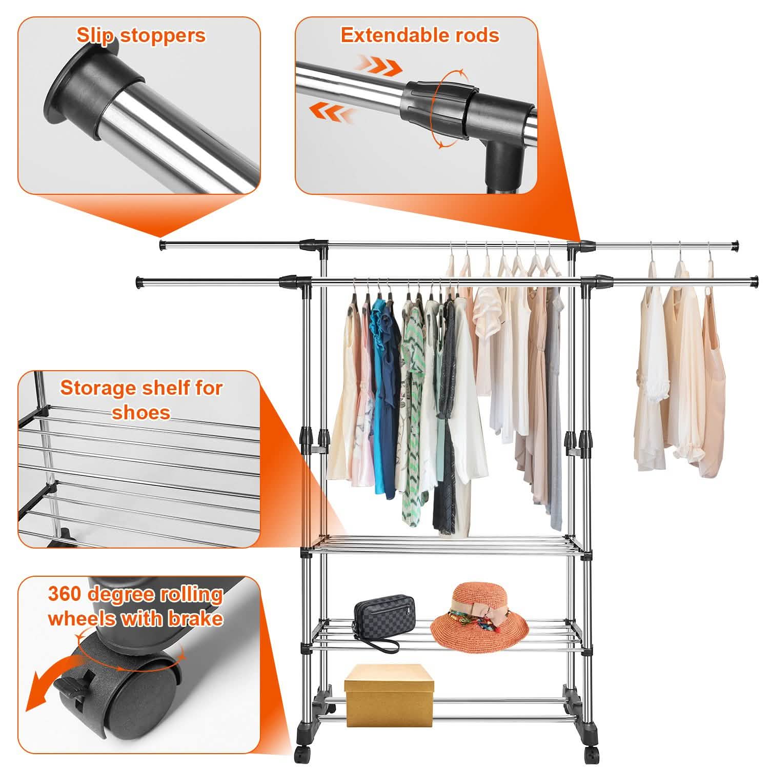 Portant à vêtements extensible