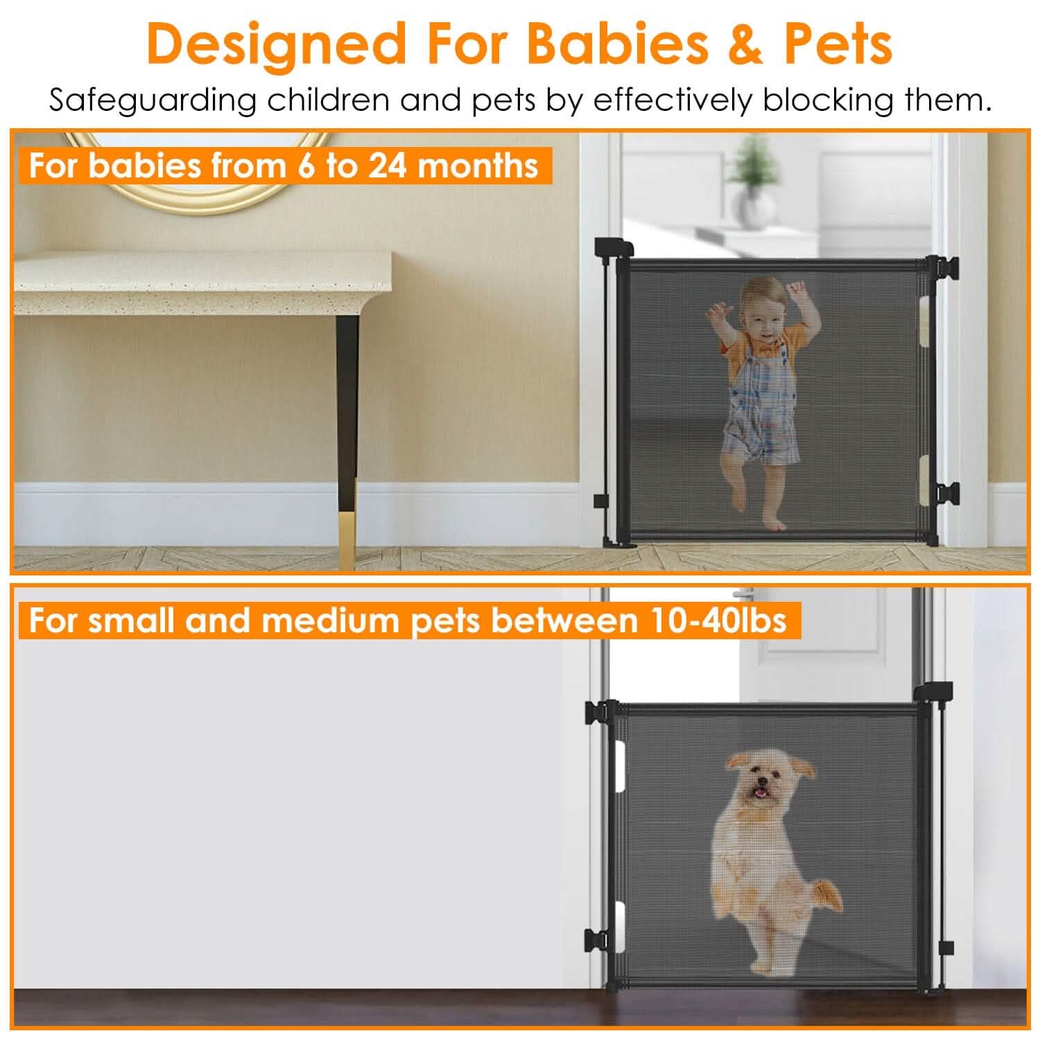 Barrière de sécurité escamotable extra-large pour enfant