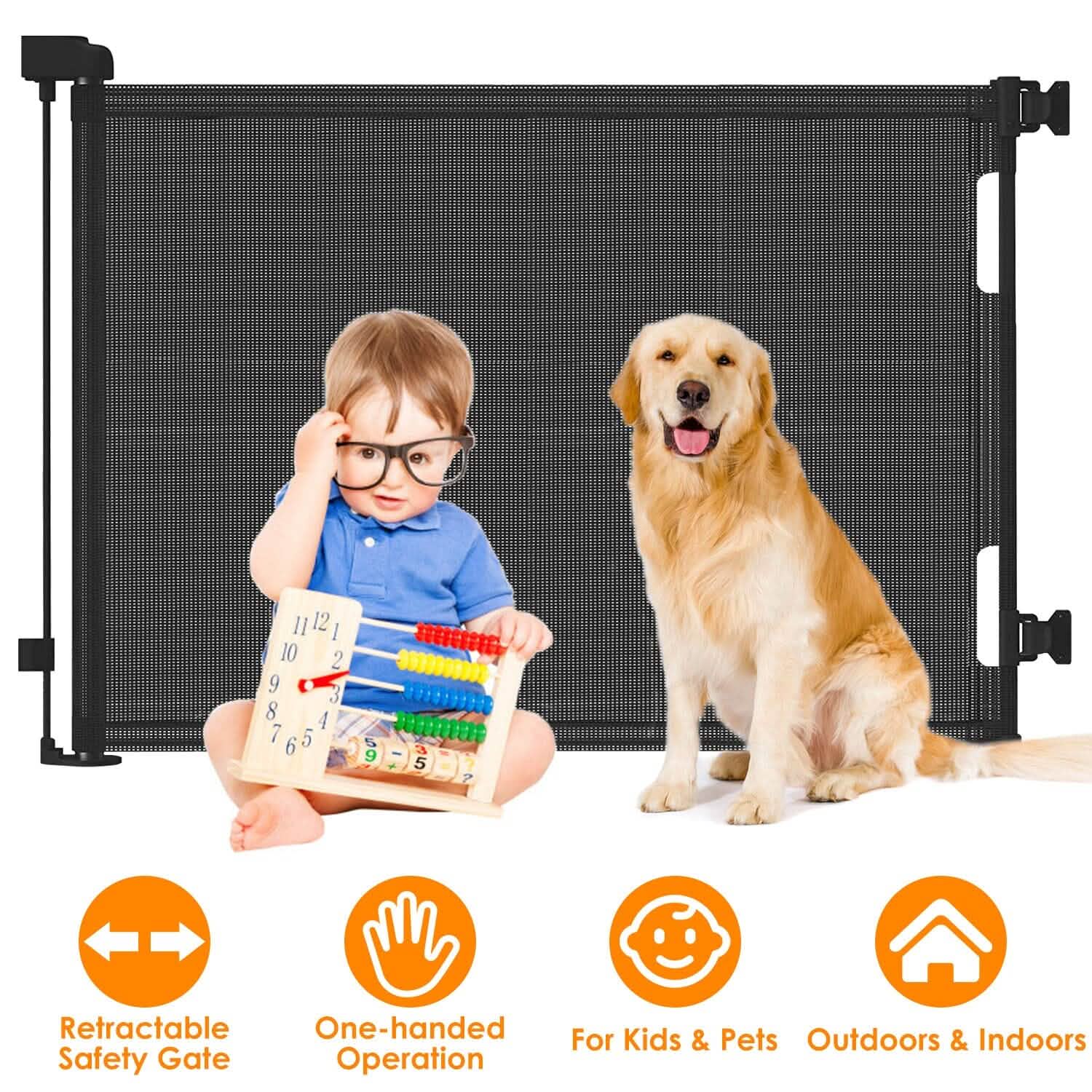 Barrière de sécurité escamotable extra-large pour enfant
