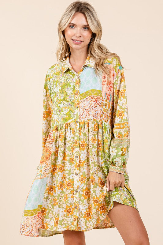 Nouvelle robe chemise à manches longues boutonnée à imprimé floral pour femme – Élégante, tendance, fluide, féminine et chic intemporel