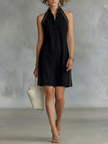 Robe Chemise sans Manches à Col Boutonné pour Femme