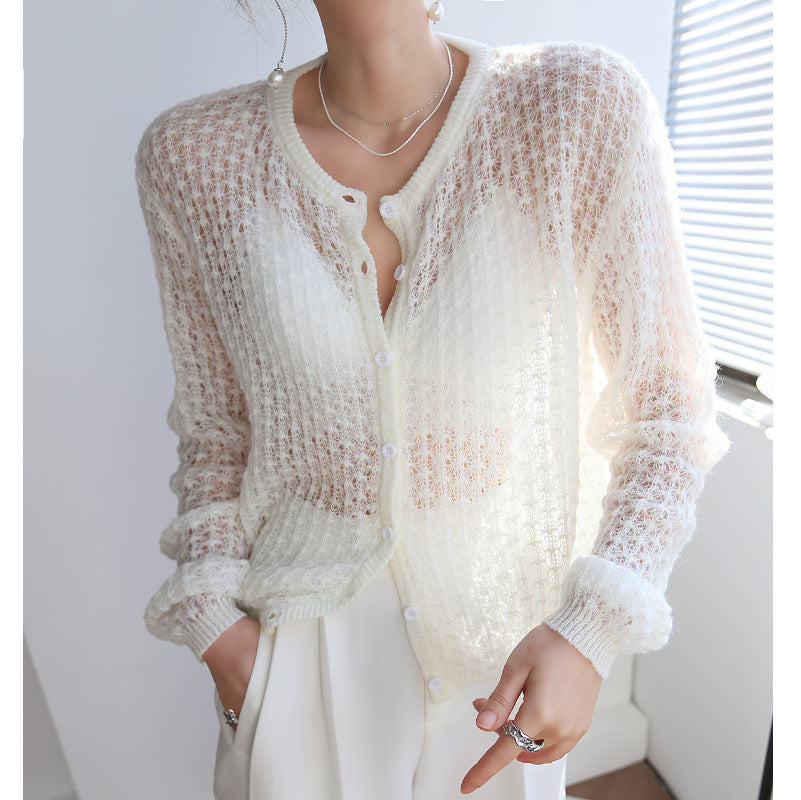Cardigan en mohair au crochet pour femme