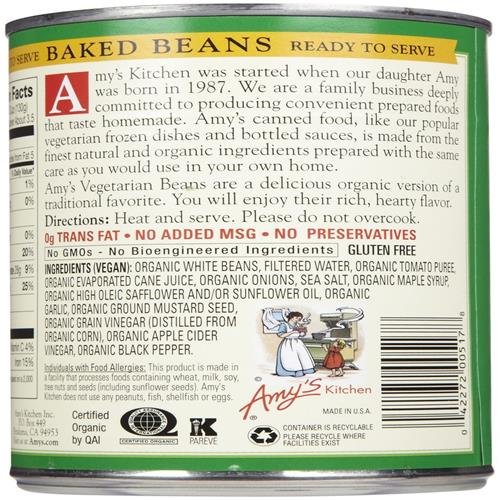 Haricots au four végétariens biologiques Amy's – 425 g