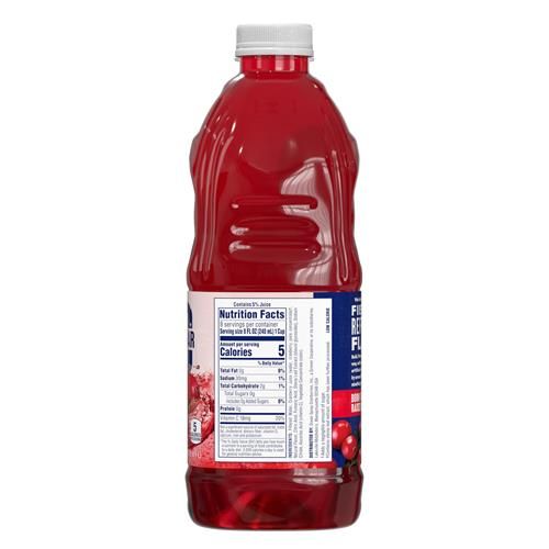 Boisson aux canneberges Ocean Spray zéro sucre, Boisson aux canneberges édulcorée à la stévia, Bouteille de 1,89 litre
