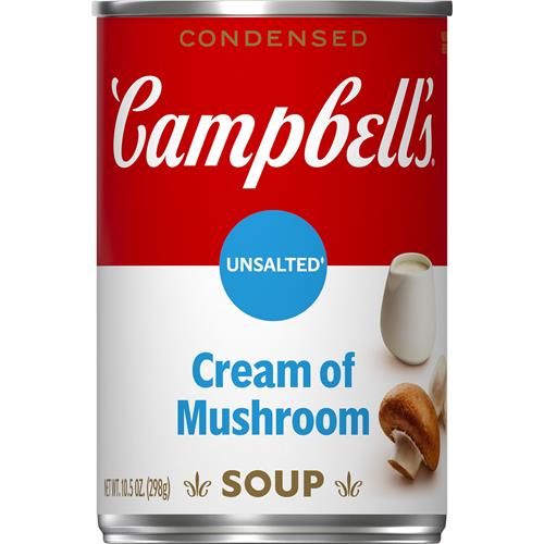 Soupe Crème de Champignons Campbell's Condensée Sans Sel Ajouté, Boîte de 298 g