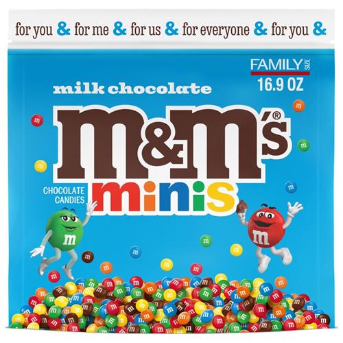 M&M's Minis Mélange de bonbons au chocolat au lait, Format familial, Sachet refermable de bonbons au chocolat en vrac de 479 g