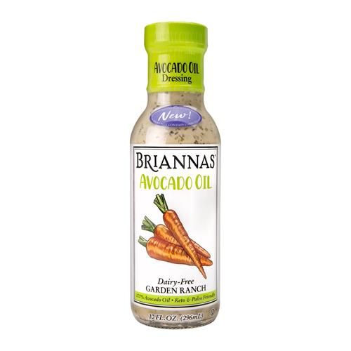 Briannas - Vinaigrette Ranch du jardin sans produits laitiers à l'huile d'avocat - Riche en nutriments, sans sucre, compatible avec le régime céto, faite avec 100 % d'huile d'avocat - Bouteille de 295 ml