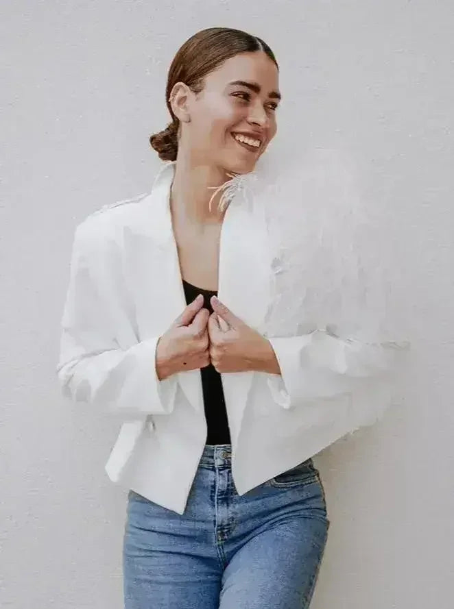 Blazer Lydia en plumes d'autruche