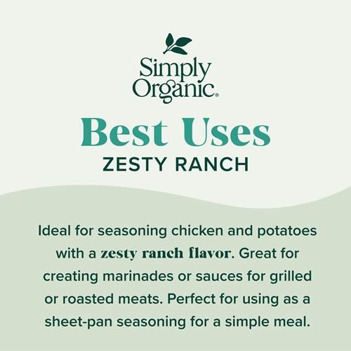 Assaisonnement pour plats en tôle Simply Organic, Ranch relevé, 28 g (lot de 12)