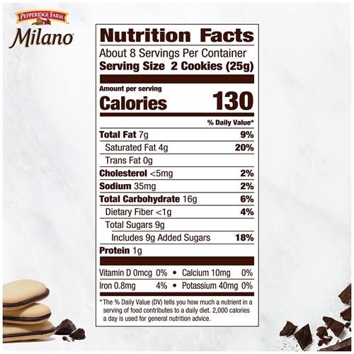 Biscuits Pepperidge Farm Milano Chocolat Menthe, sac de 198 g (15 biscuits)