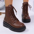 Bottines lacées à gros talons et bout rond pour femmes grandes tailles