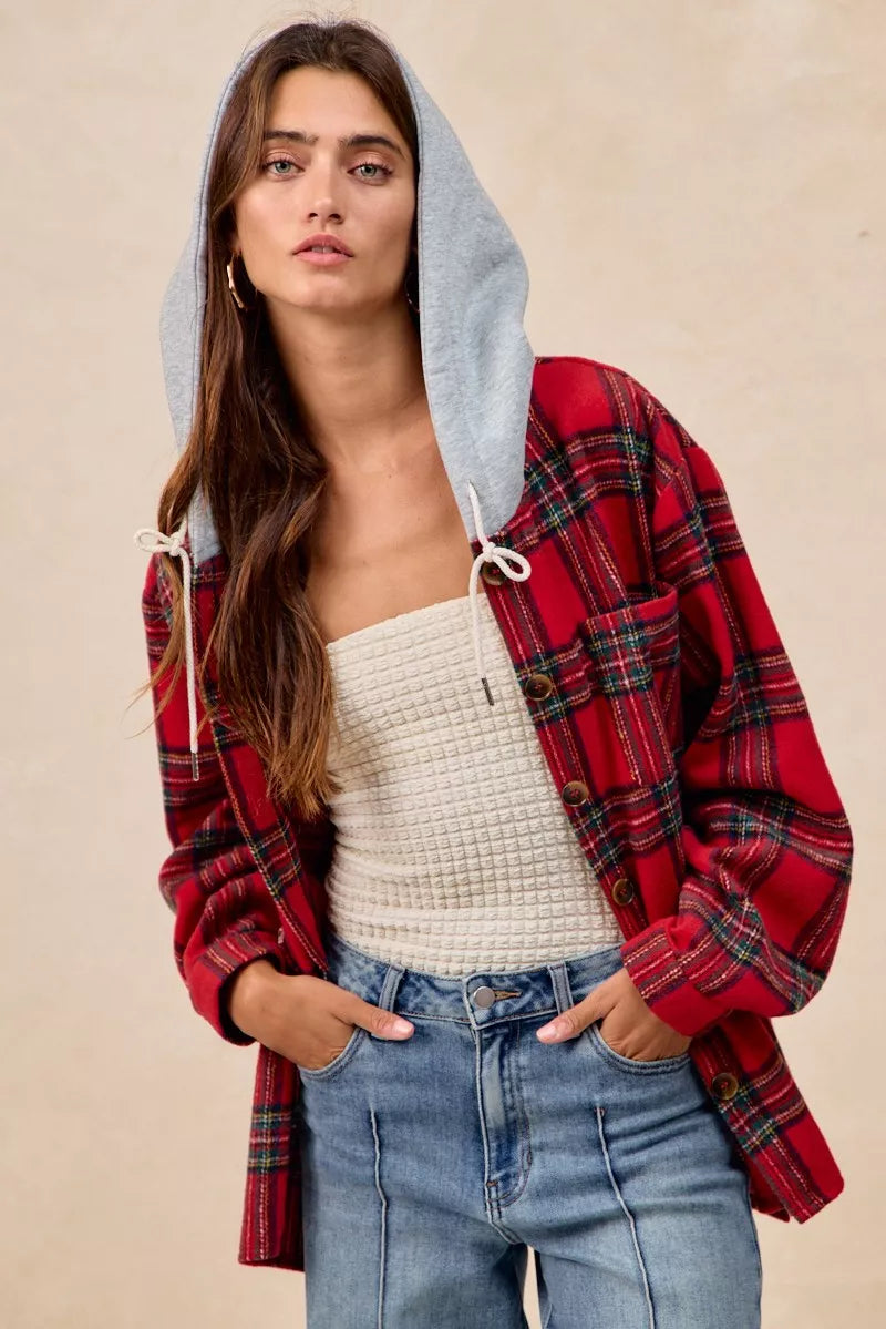 Veste à capuche à carreaux BiBi