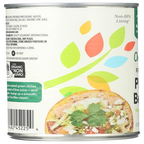 Whole Foods Market, Haricots frits biologiques Piment rôti et citron vert, 450 g