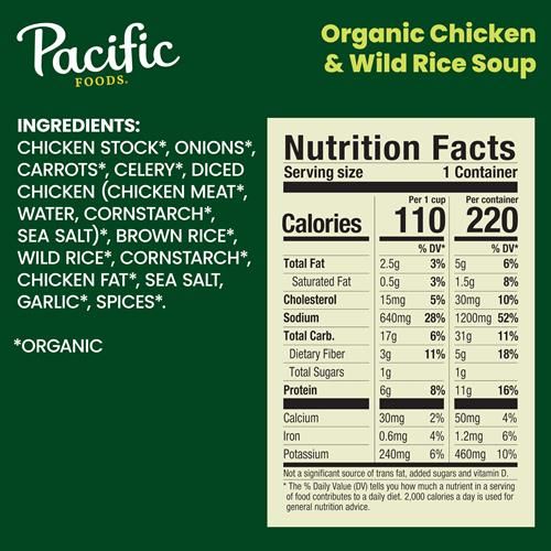Soupe biologique poulet et riz sauvage Pacific Foods, boîte de 462 g