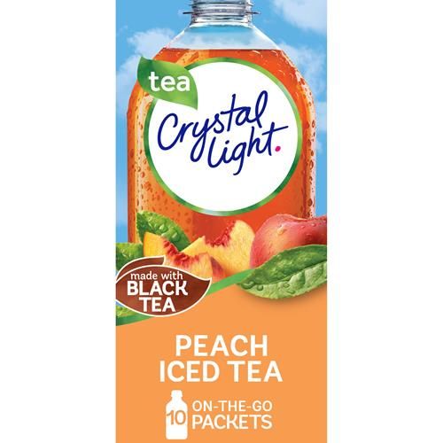 Mélange pour boisson en poudre Crystal Light Thé Glacé à la Pêche Sans Sucre À Emporter, 10 sachets