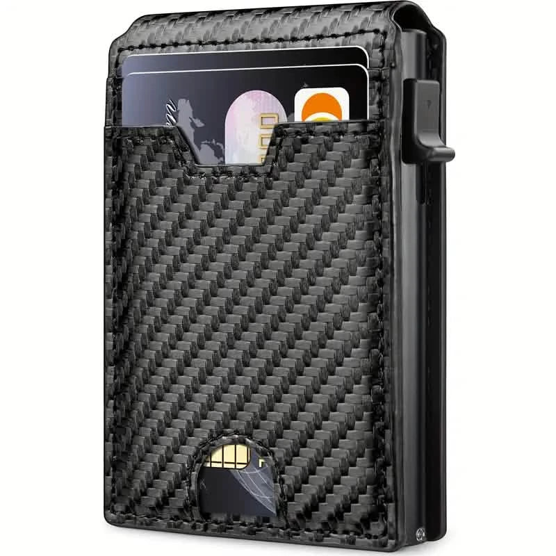 Portefeuille Minimaliste en Fibre de Carbone pour Homme – Bifold Fin avec Pince à Billets et Protection RFID