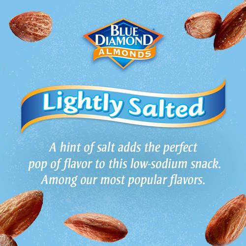 Blue Diamond Almonds Amandes, noix de collation légèrement salées à faible teneur en sodium, sac refermable de 450 g (paquet de 1)