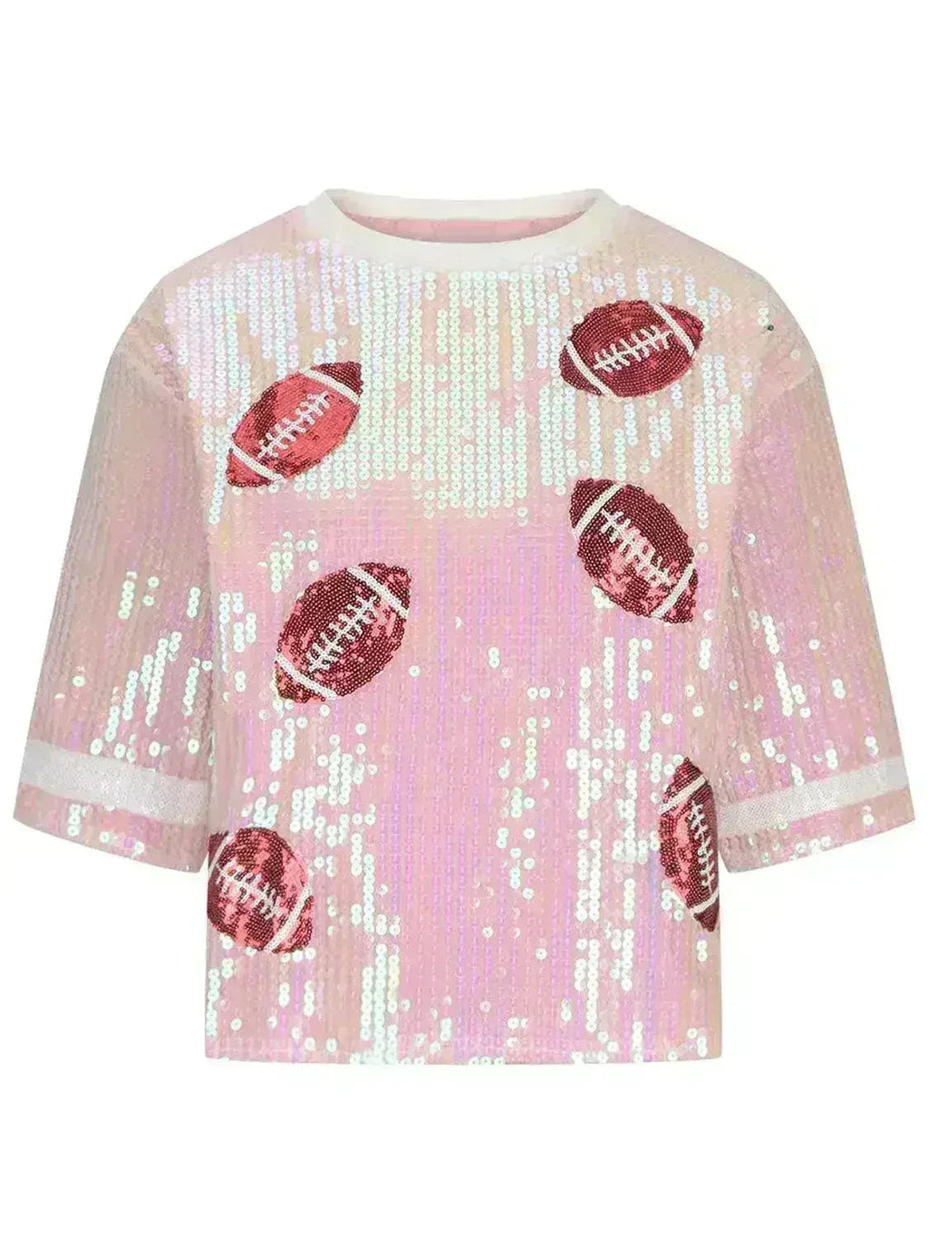 Haut de football à paillettes – Blouse étincelante à demi-manches | Femstylo