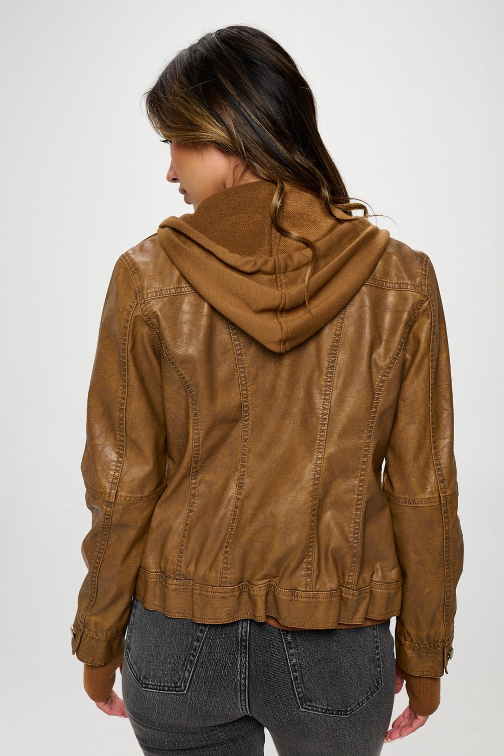 Blouson en similicuir à double fermeture éclair et à capuche Coalition LA pour femme – Un vêtement d'extérieur élégant et fonctionnel