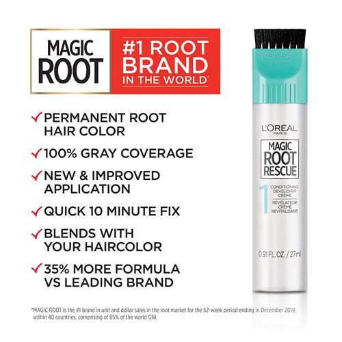 Loreal Paris Magic Root Rescue 10 Minute Root Hair Coloring Kit, Permanent Color With Quick Precision Applicator, 100 Percent Gray Coverage, 4 Dark Brown, 1 Kit (Packaging May Vary)